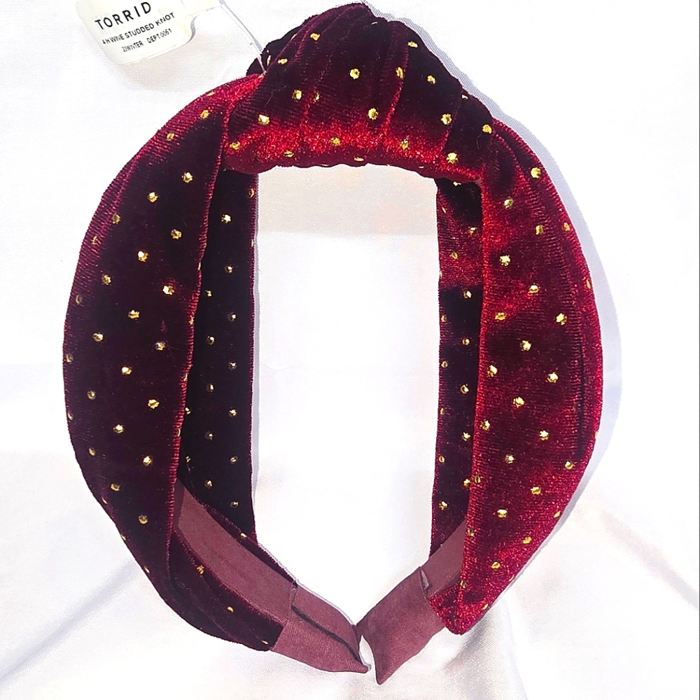 TORRID Wine Velvet Knot Studded Headband